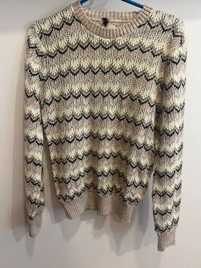 Women’s Vintage Alfred Dunner Cream Chevron Open-Knit Sweater